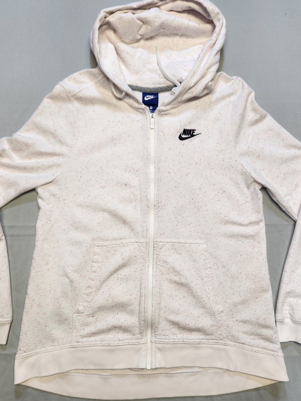 Nike Sportswear Women's M Full Zip Hoodie Cream White Confetti Speckled Fleece